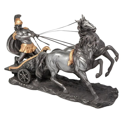10.23 Inches Roman Gladiator Chariot with Horses Statue