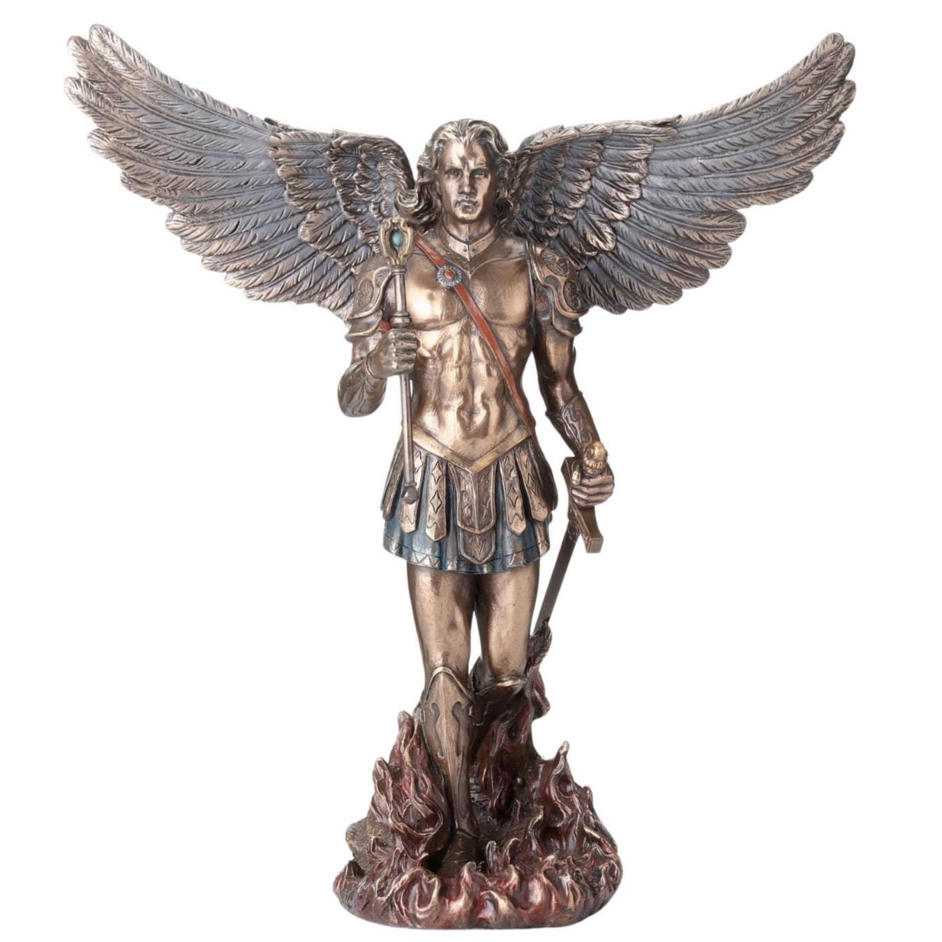 Archangel Saint Michael Holding Scepter and Sword Guardian Angel Figurine | Spiritual Decor