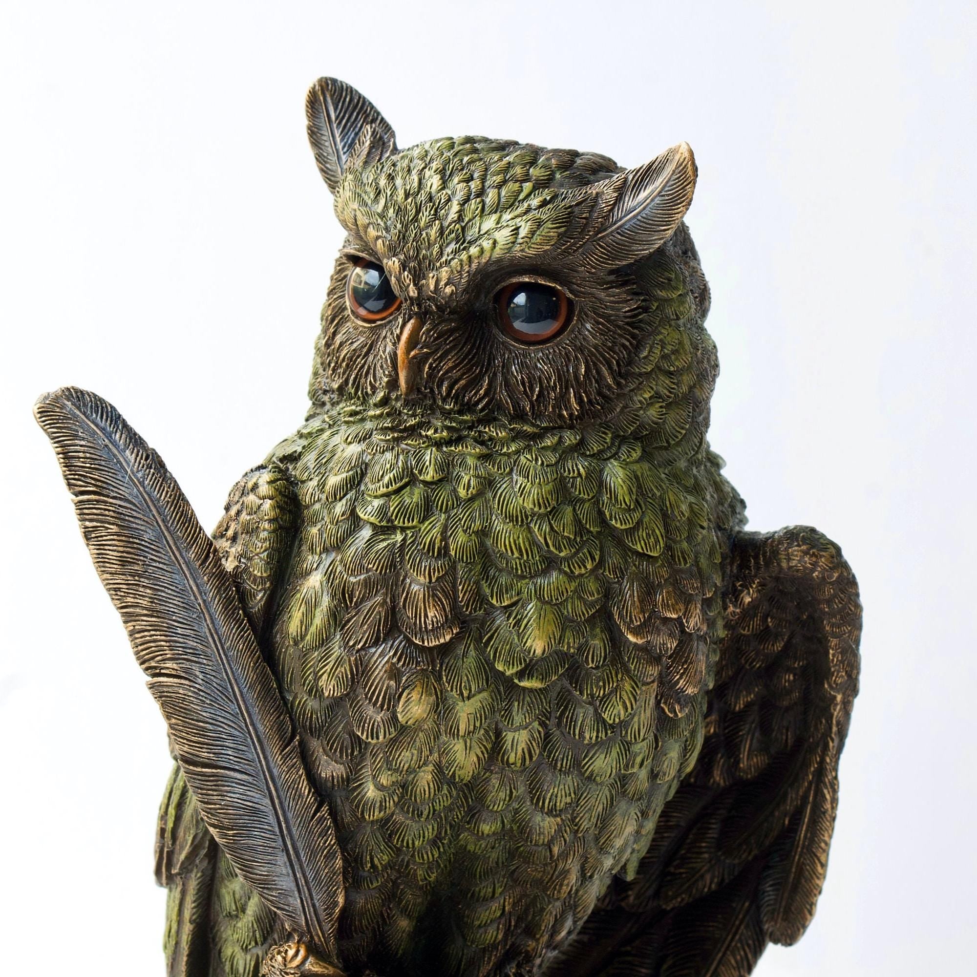 Owl Sculpture: Wise Bird on Books Figurine