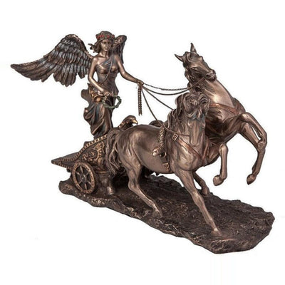 Greek goddess nike victory riding roman chariots Statue Figurine Sculpture