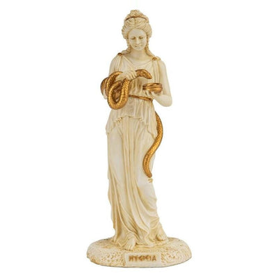 Hygieia Statue Greek Goddess of Health with Serpent Resin Sculpture