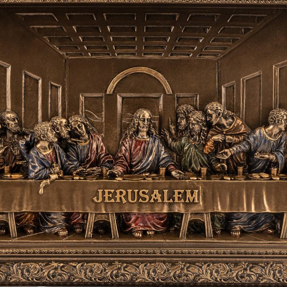 The Last Supper Wall Plaque Bronze Finish Bas Relief Christian Art