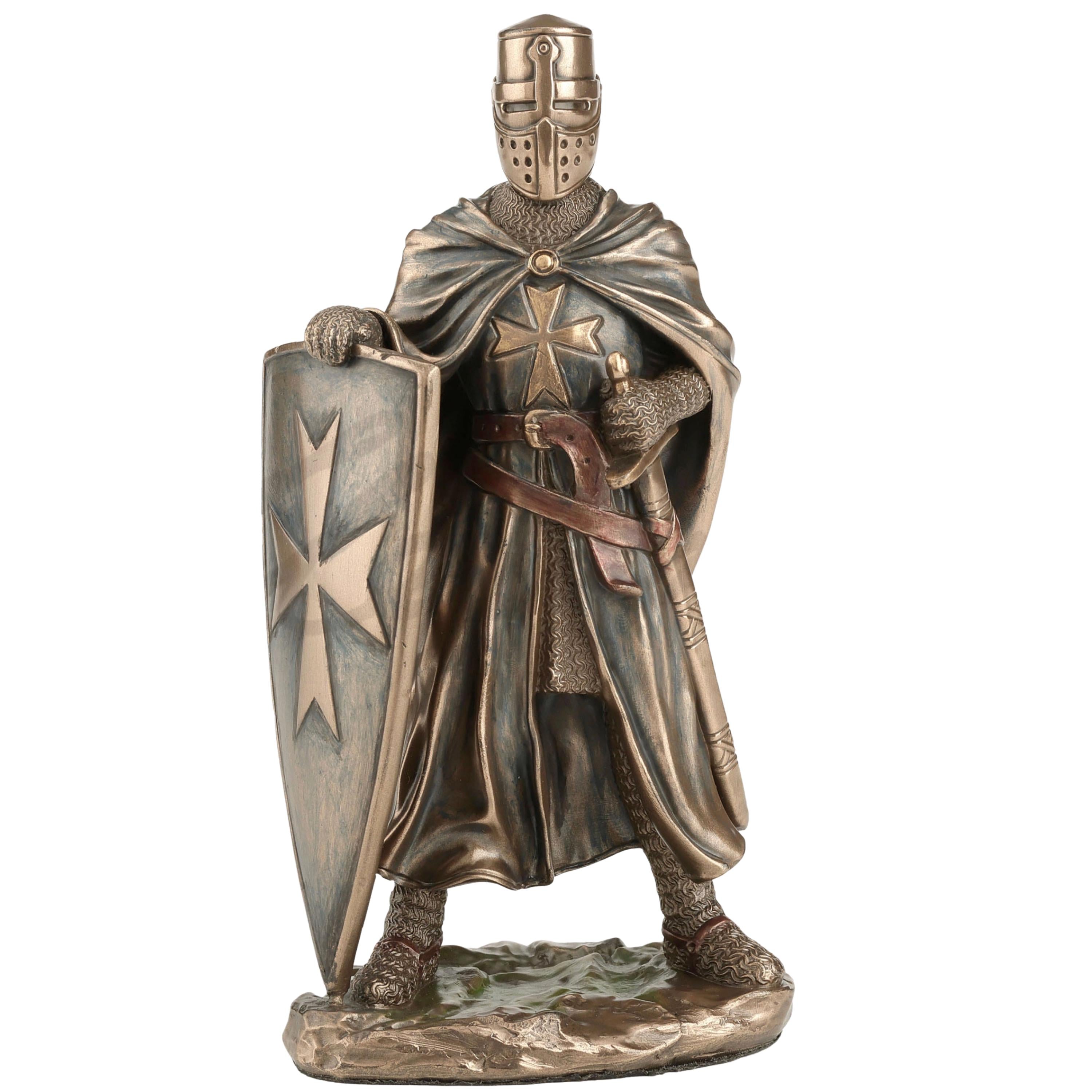 Maltese Knights Statue Set, Medieval Warrior Collectible, Sword Spear Shield Figurines