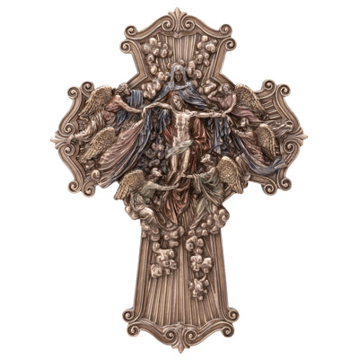 The Ascension of Jesus Cross Wall Plaque Cold Cast Bronze Christian Decor