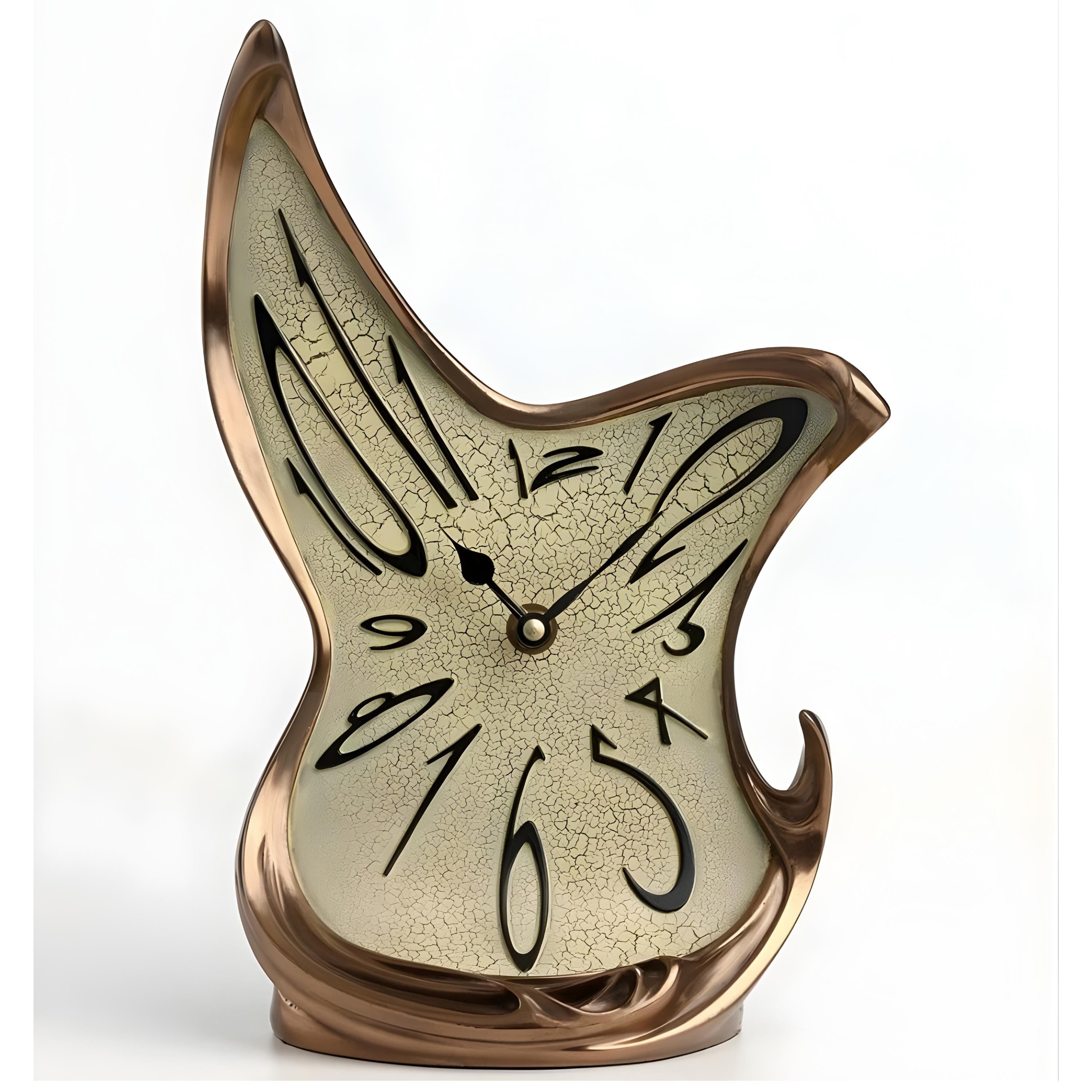 Salvador Dali Style Melted Artnouveau Table Clock. Surreal Desk Clock