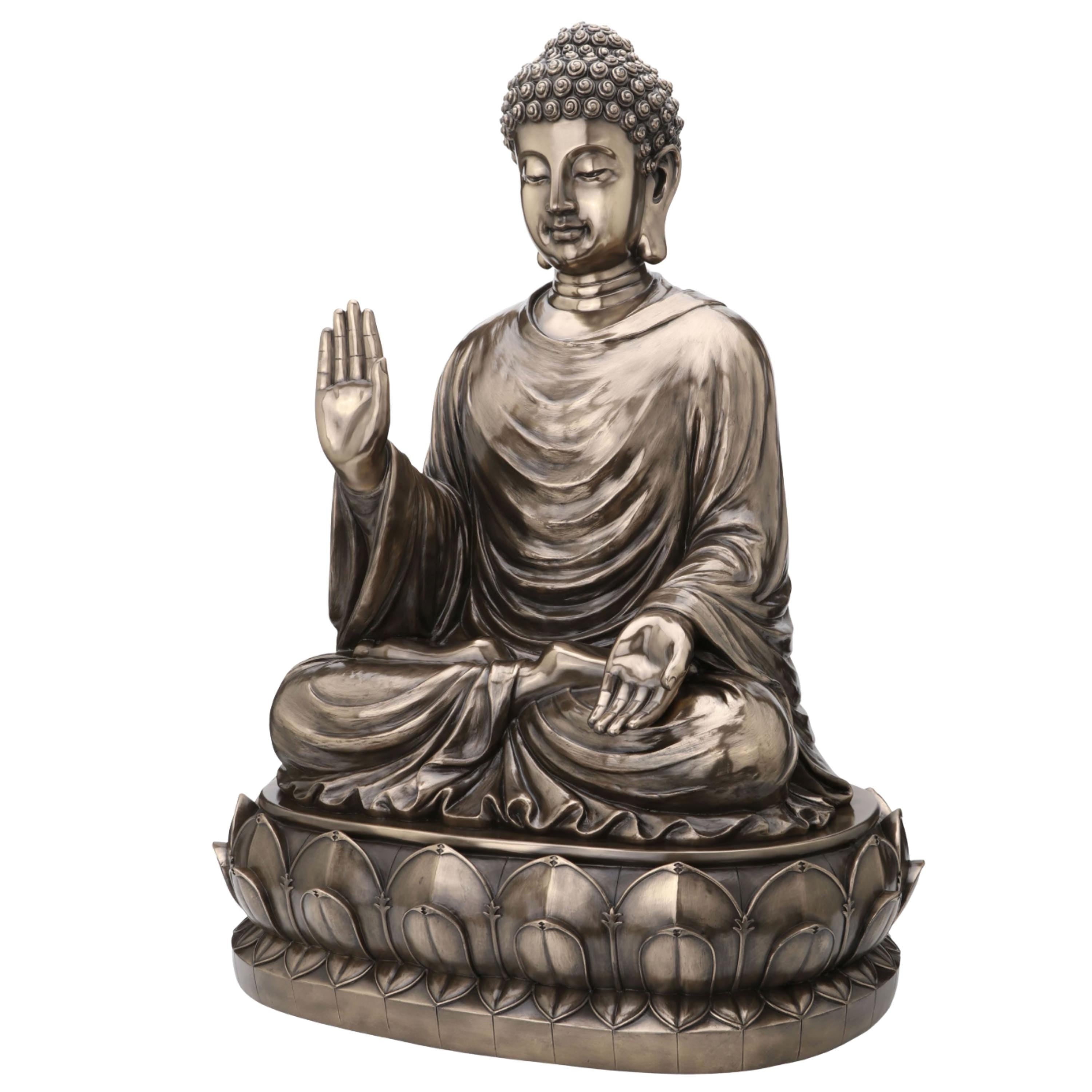 Large Cold Cast Bronze Gautama Buddha Statue – Meditation Pose Zen Decor
