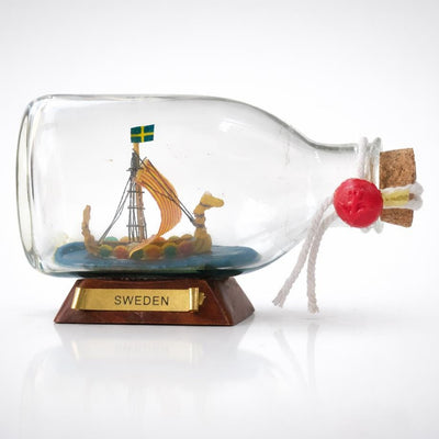 Mini Viking Ship in Bottle – Swedish Nautical Decor, Maritime Ornament