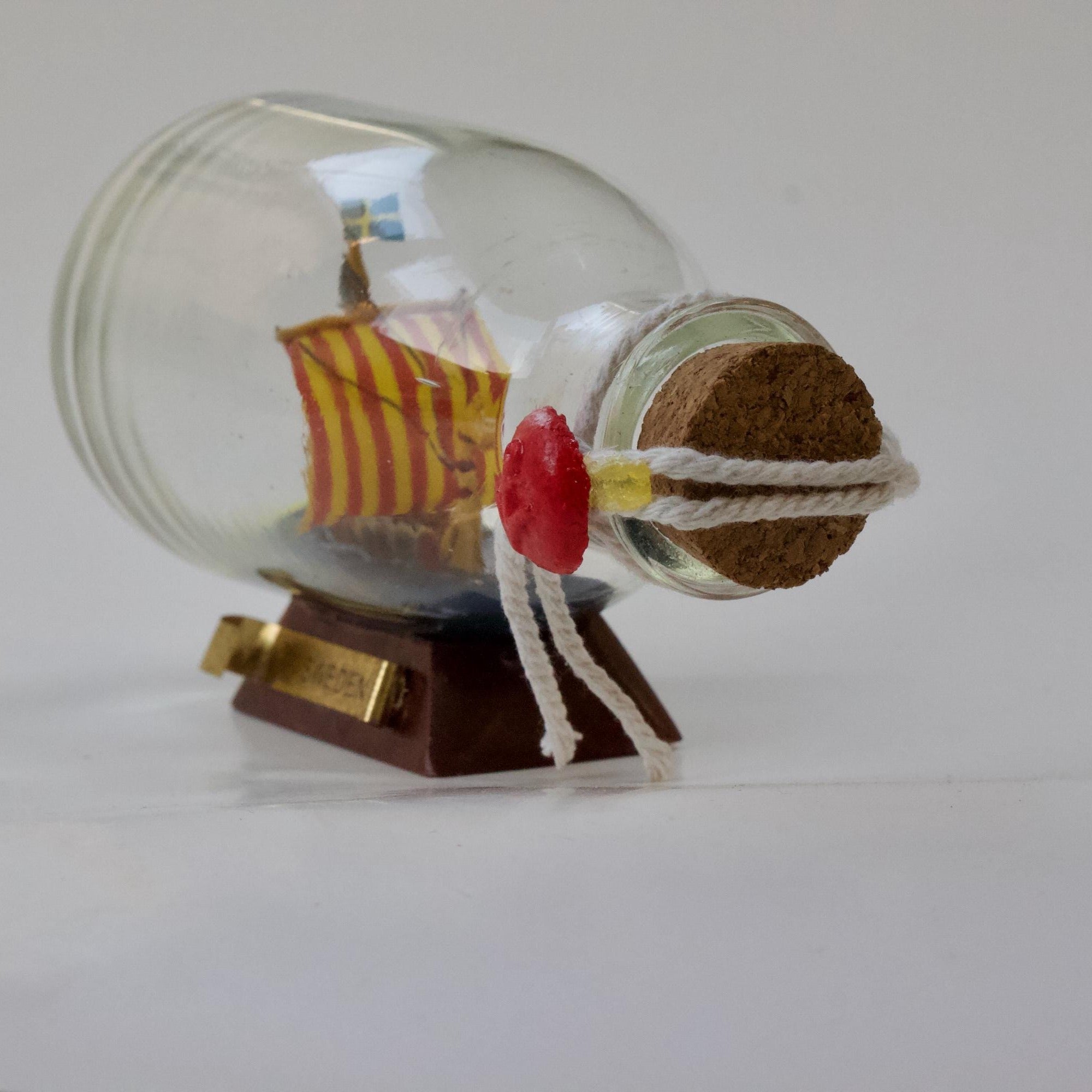 Mini Viking Ship in Bottle – Swedish Nautical Decor, Maritime Ornament