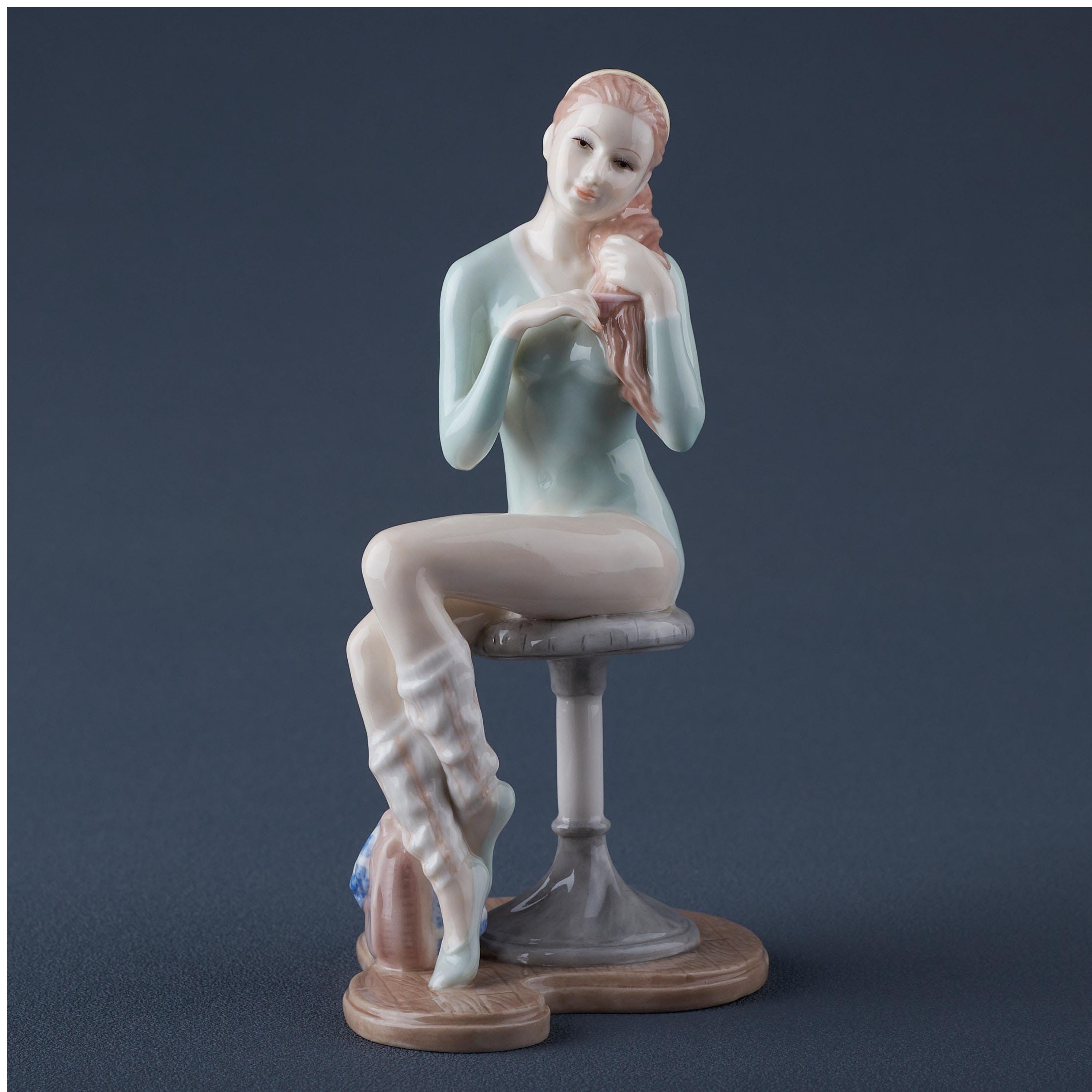 Fine Porcelain Ballerina Figurine, Hand-Painted Ballet Dancer Sculpture, Modern Home Decor