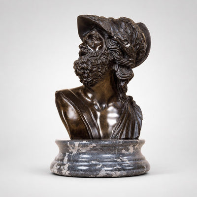 Menelaus Bronze Bust Sculpture: Greek Mythology Classical Roman Warrior Art