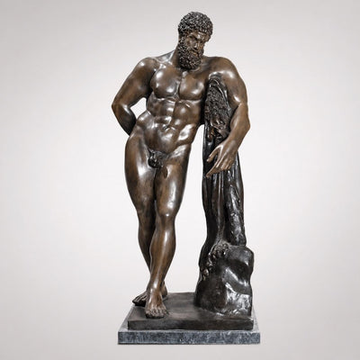 Bronze Farnese Hercules Sculpture: Museum Copy, Pompeii Roman Statue (31 Inches)