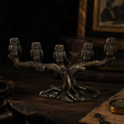 Cold Cast Bronze Owl Candle Holder: Veronese Design