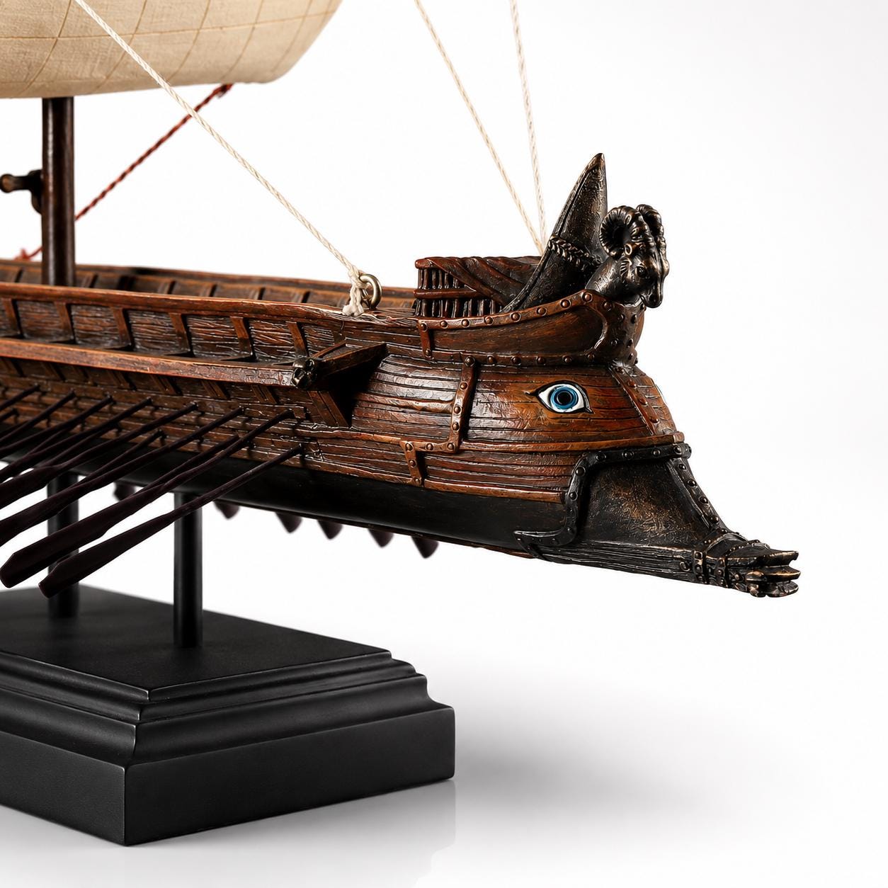 Ancient Greek Trireme Model Ship with Octopus Sail – Nautical Decor
