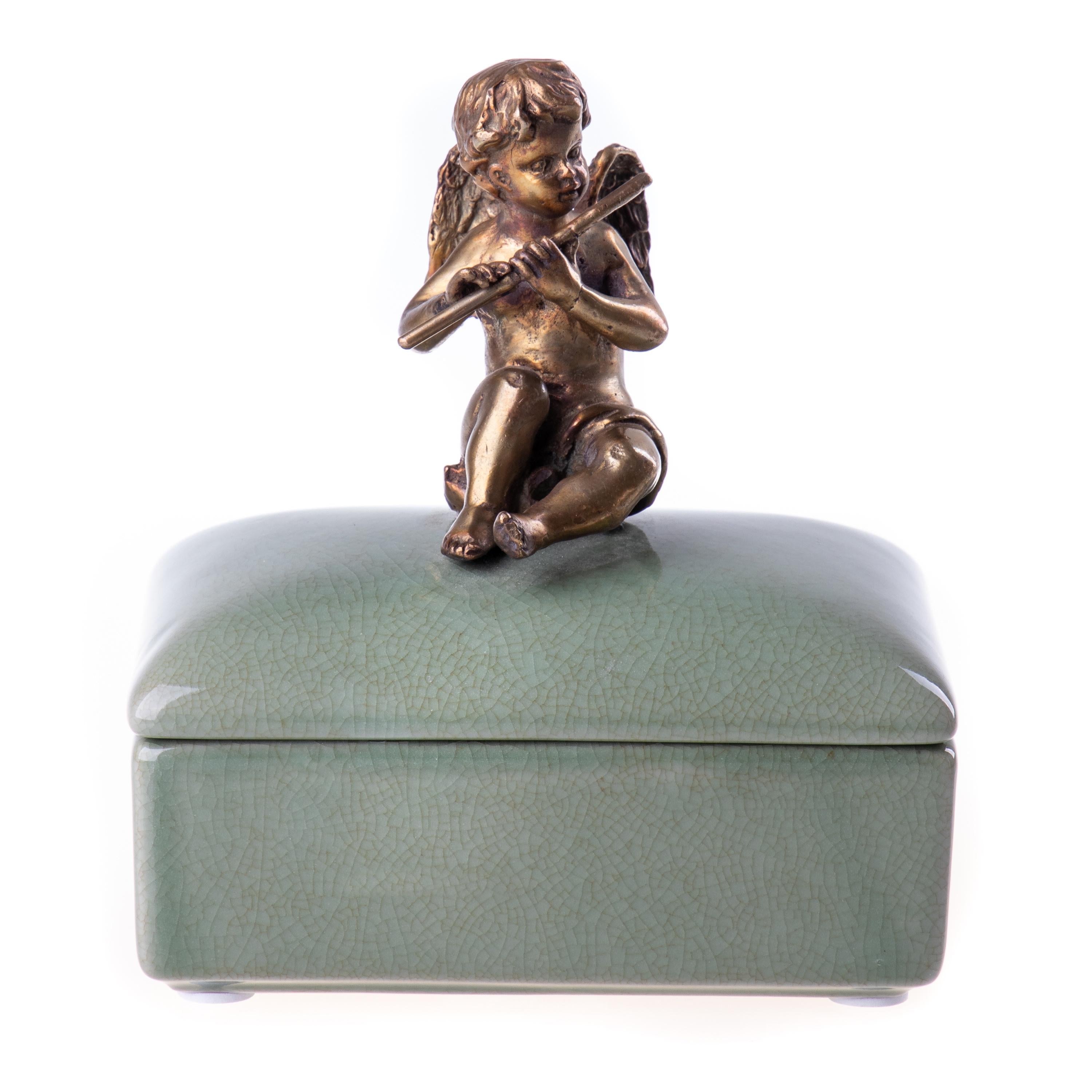 Seated Cherub Flute Statue | Handcrafted Bronze Decor