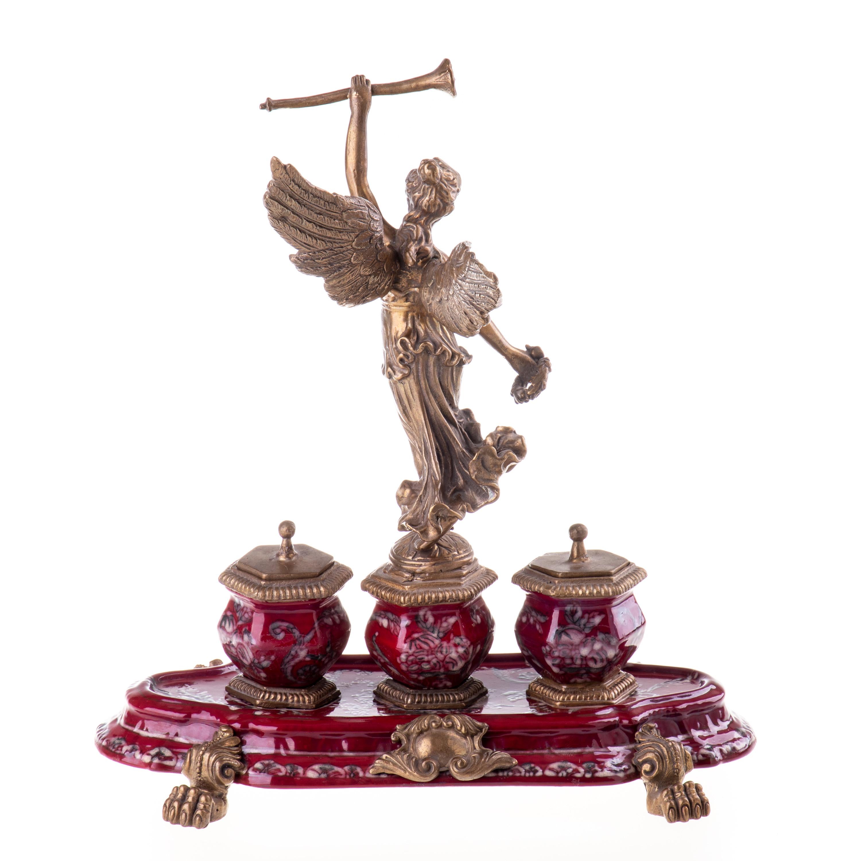 Winged Herald Desk Set | Handcrafted Bronze Decor