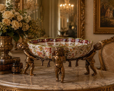 Victorian Cherub Centerpiece Bowl | Handcrafted Bronze Decor