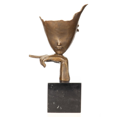 Expressive Covered Face Bust | Handcrafted Bronze Decor | Gift Idea