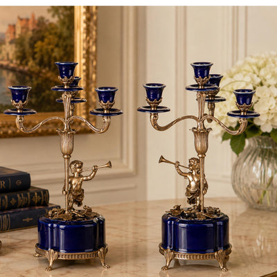 Pair of Cherub Candelabras | Handcrafted Decor | Unique Home Accent