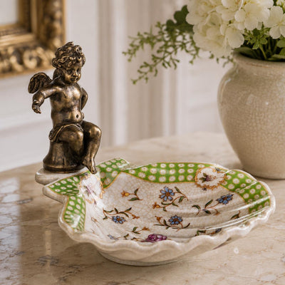 Cherub Shell Bowl | Handcrafted Porcelain Decor | Gift Idea