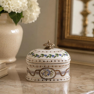 Vintage Porcelain Jewelry Box with Lid | Handcrafted Porcelain Decor