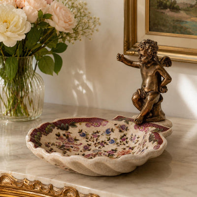 Victorian Cherub Porcelain Bowl | Handcrafted Porcelain Decor