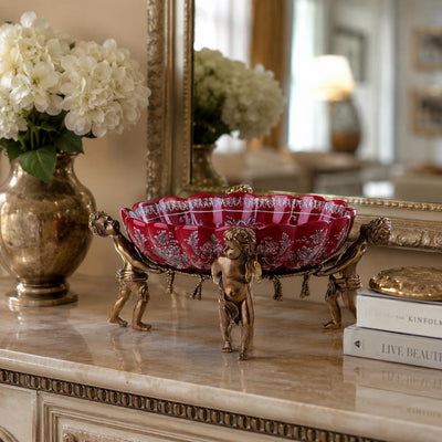 Victorian Cherub Centerpiece Bowl | Handcrafted Bronze Decor