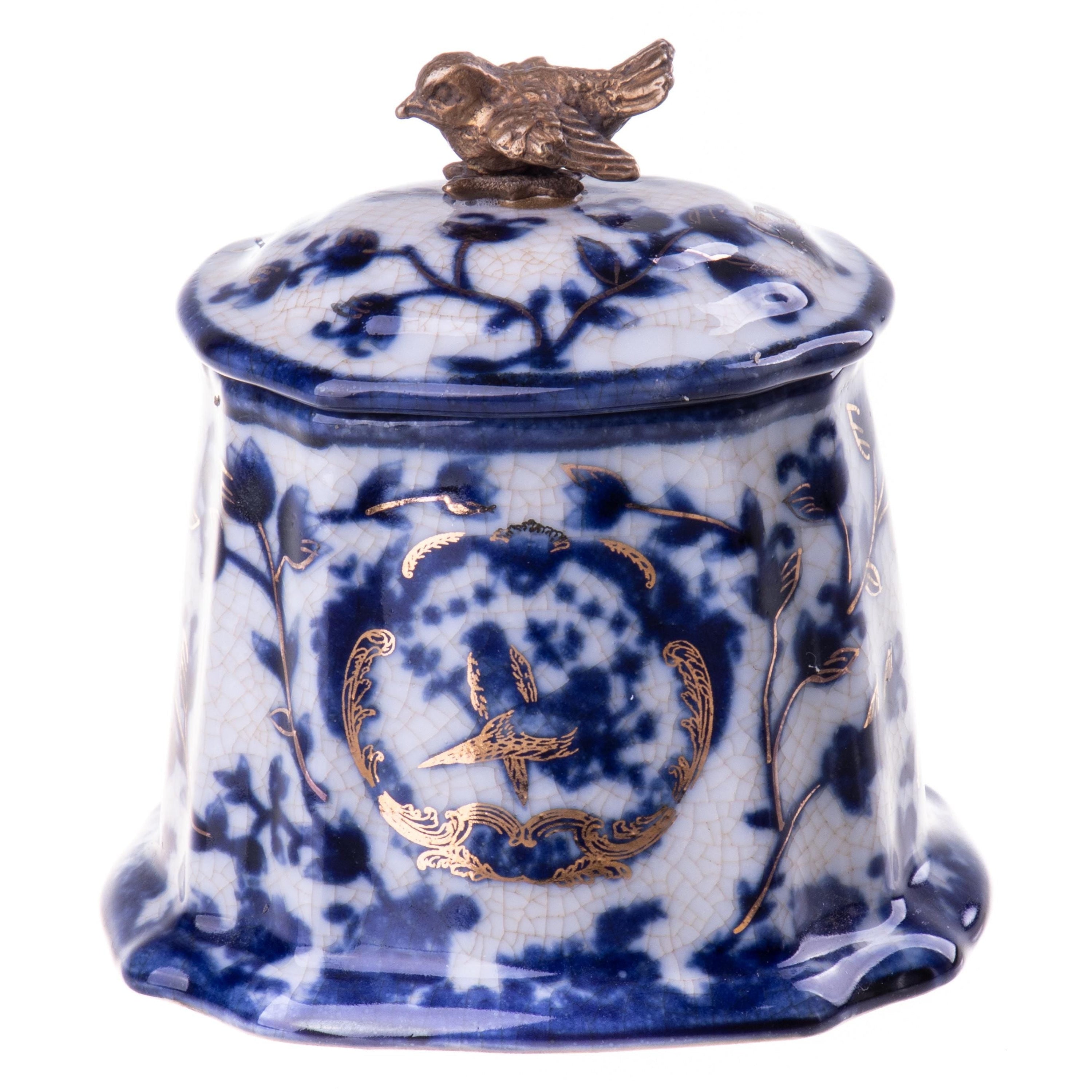 Blue Porcelain Bird Jar | Handcrafted Porcelain Decor