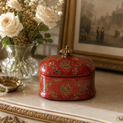 Vintage Red Jewelry Box with Lid | Handcrafted Decor | Unique Home