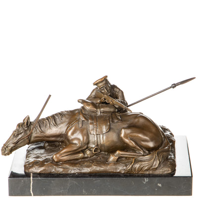 WWI Cavalry Soldier Bronze Sculpture | Handcrafted Bronze Decor