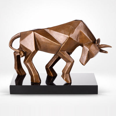 Geometric Bronze Bull Sculpture | Handcrafted Bronze Decor
