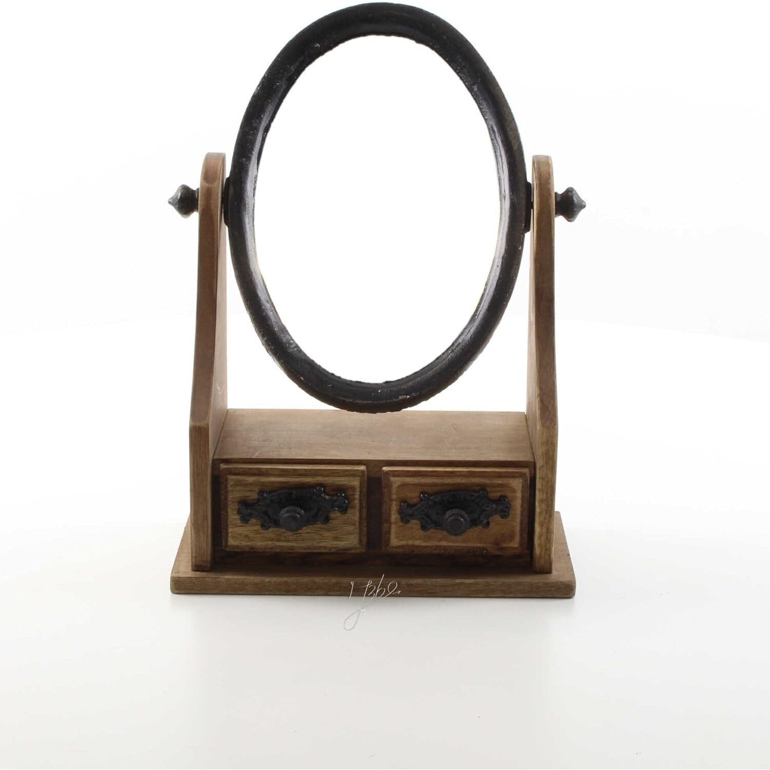 Miniature Cast Iron & Wooden Dressing Mirror with Drawers