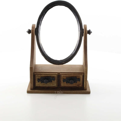 Miniature Cast Iron & Wooden Dressing Mirror with Drawers