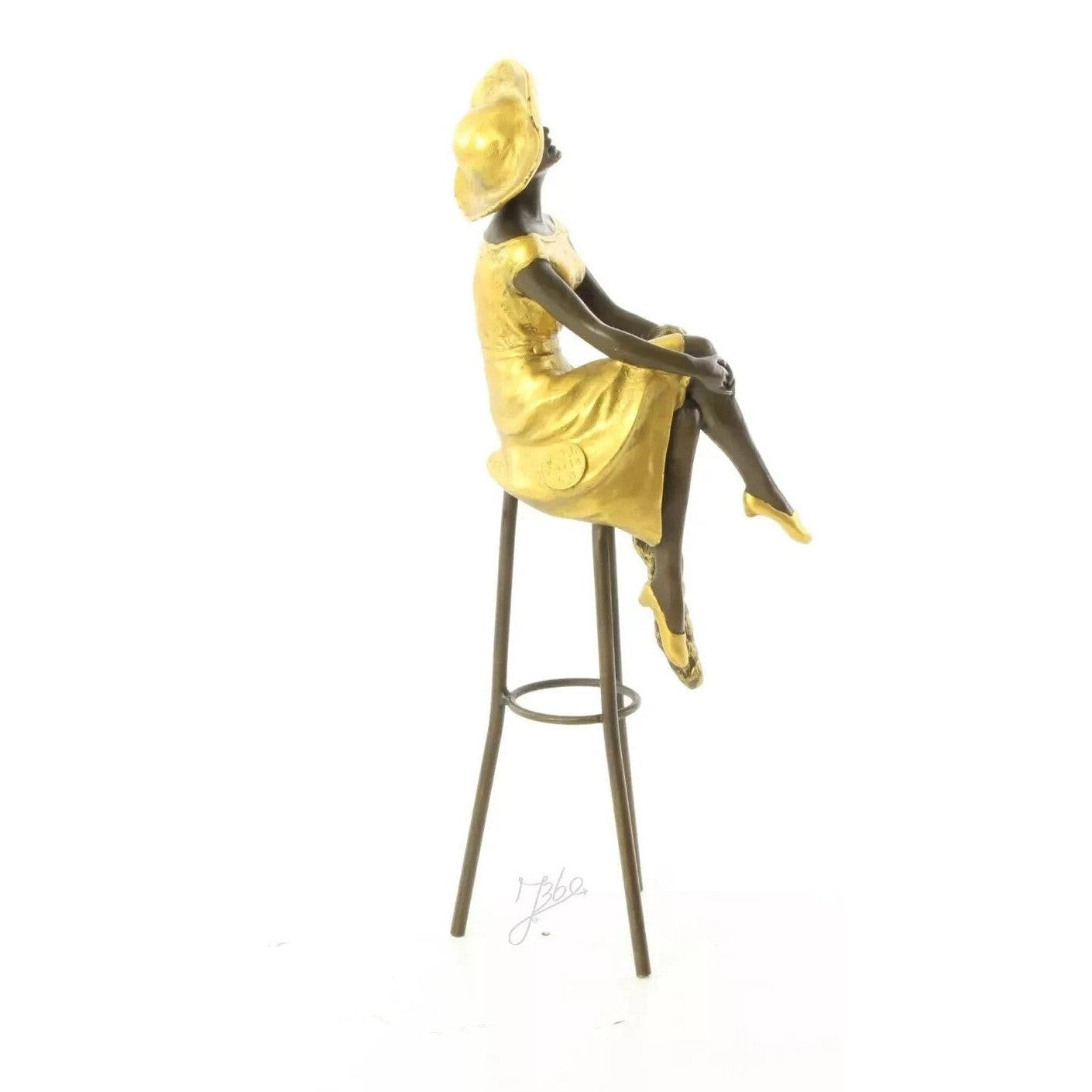 Seated Lady on Bar Stool | Handcrafted Bronze Decor | Gift Idea