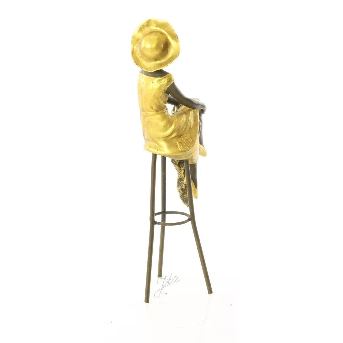 Seated Lady on Bar Stool | Handcrafted Bronze Decor | Gift Idea