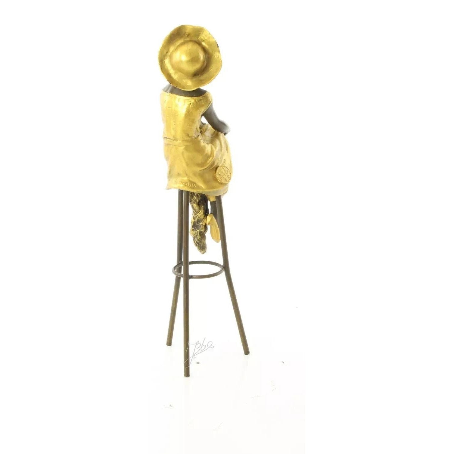 Seated Lady on Bar Stool | Handcrafted Bronze Decor | Gift Idea