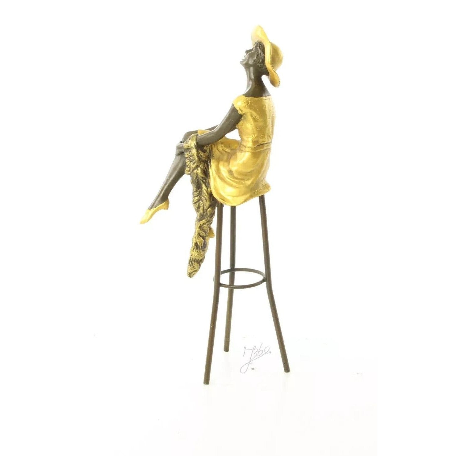 Seated Lady on Bar Stool | Handcrafted Bronze Decor | Gift Idea
