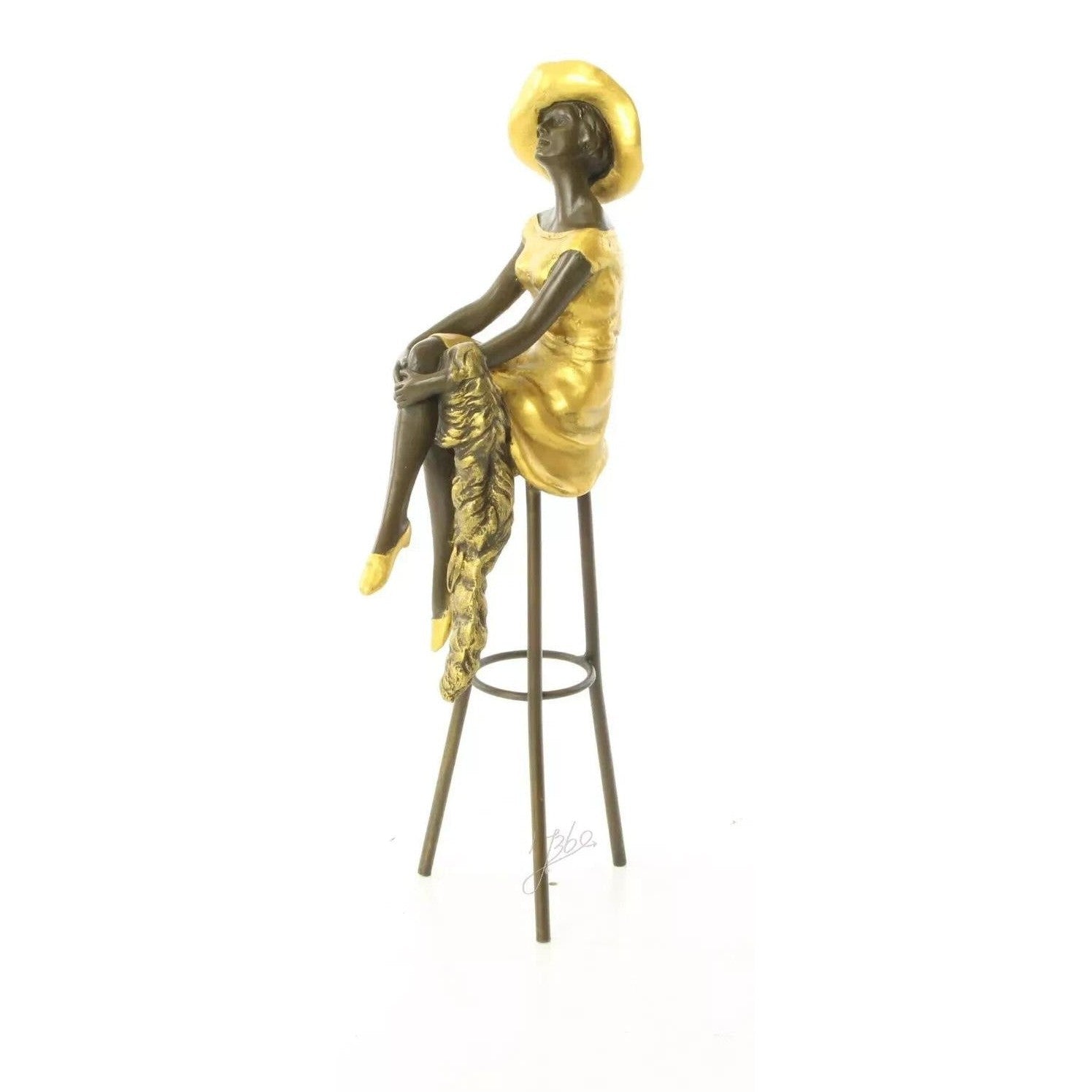 Seated Lady on Bar Stool | Handcrafted Bronze Decor | Gift Idea