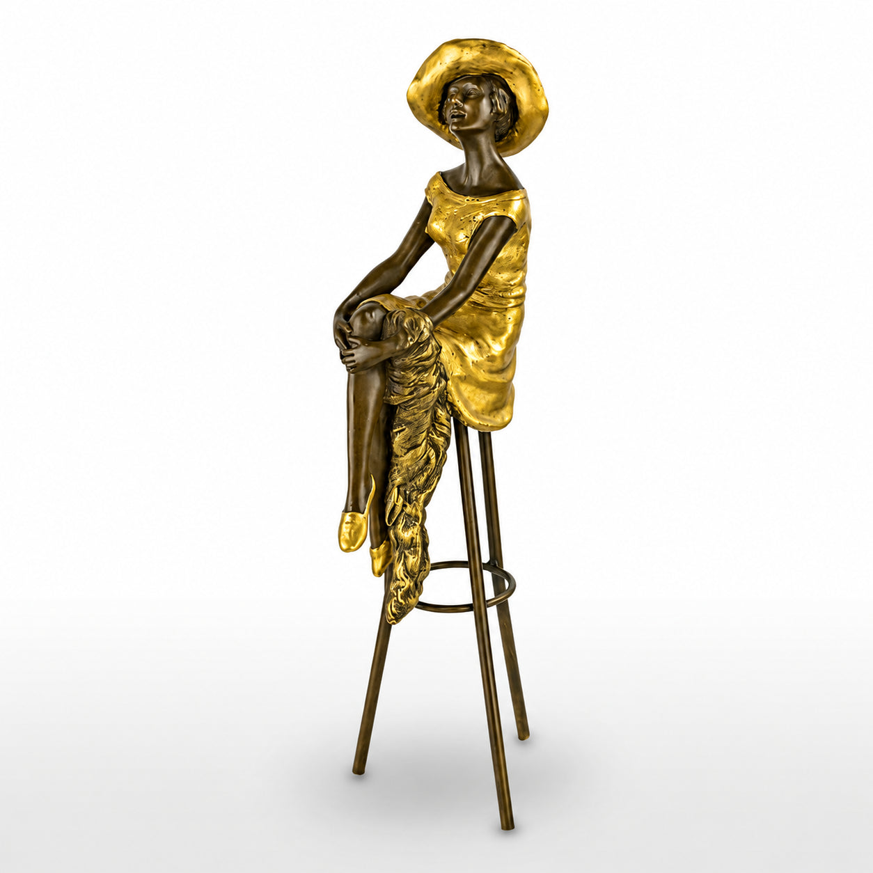 Seated Lady on Bar Stool | Handcrafted Bronze Decor | Gift Idea