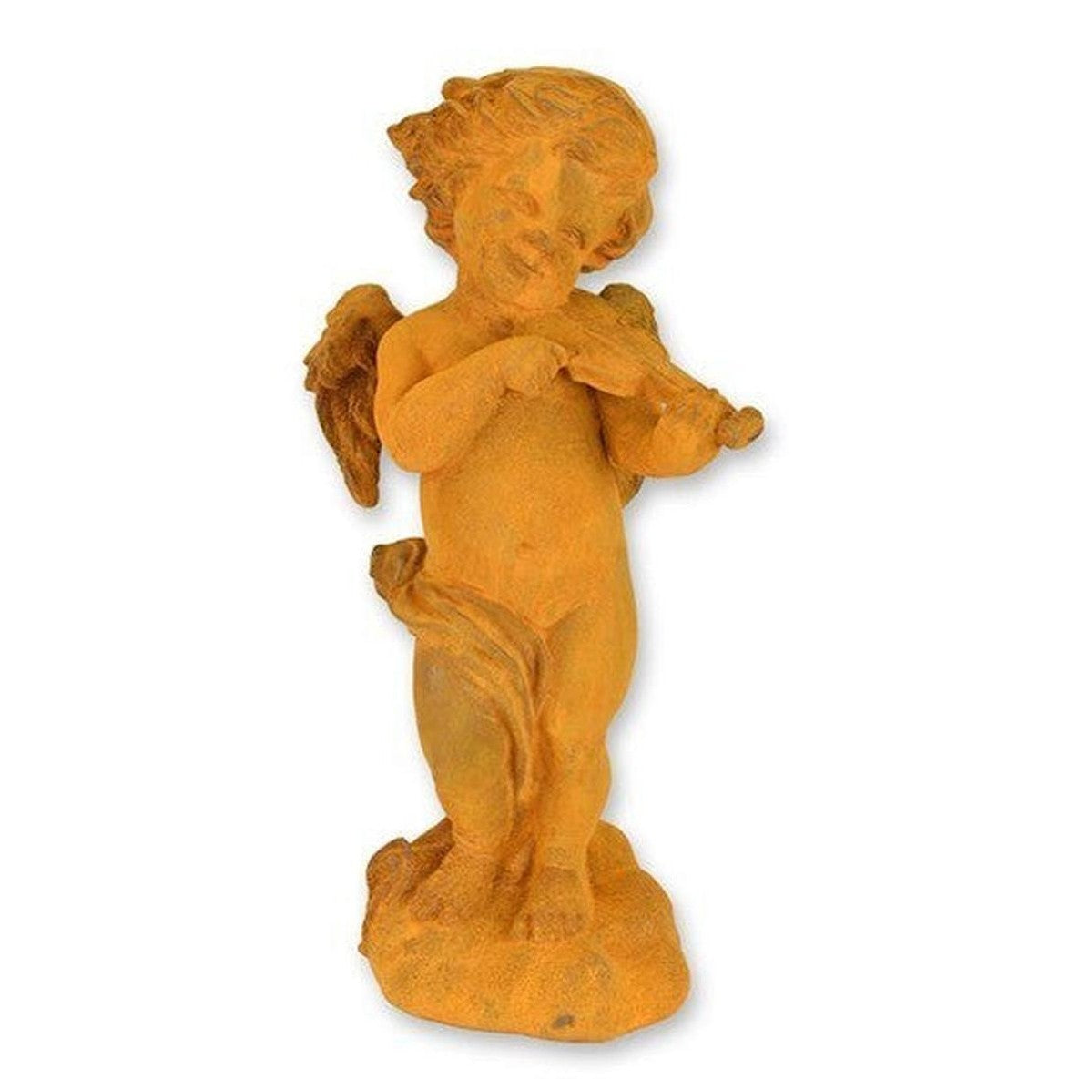 Rusty Cast Iron Figurine of a Putto Playing Violin. Home Decor