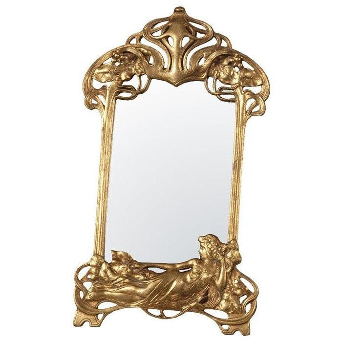 Cast Iron Art Nouveau Mirror with Reclining Lady – Vintage Style