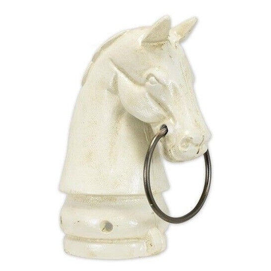 Cast Iron Hitching Post Horse Head - White. Office Decor