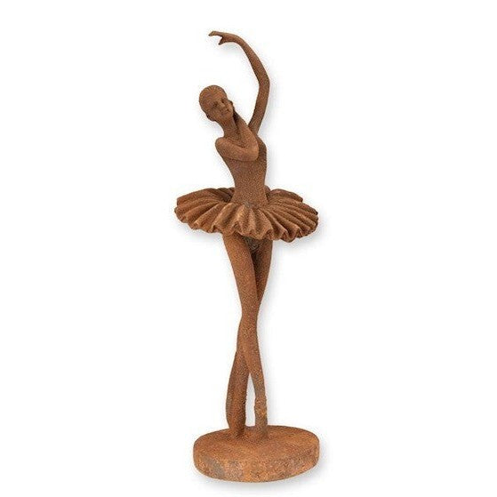 Elegant Resin Ballerina Figurine with Rusty Finish and Raised Arm