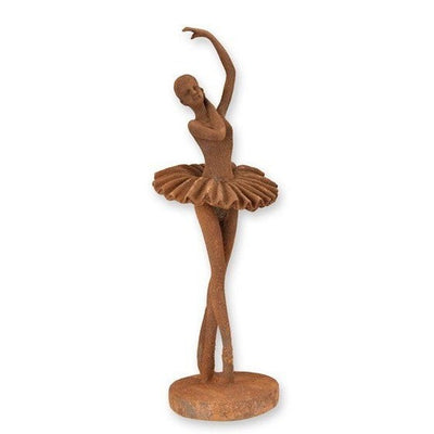Elegant Resin Ballerina Figurine with Rusty Finish and Raised Arm