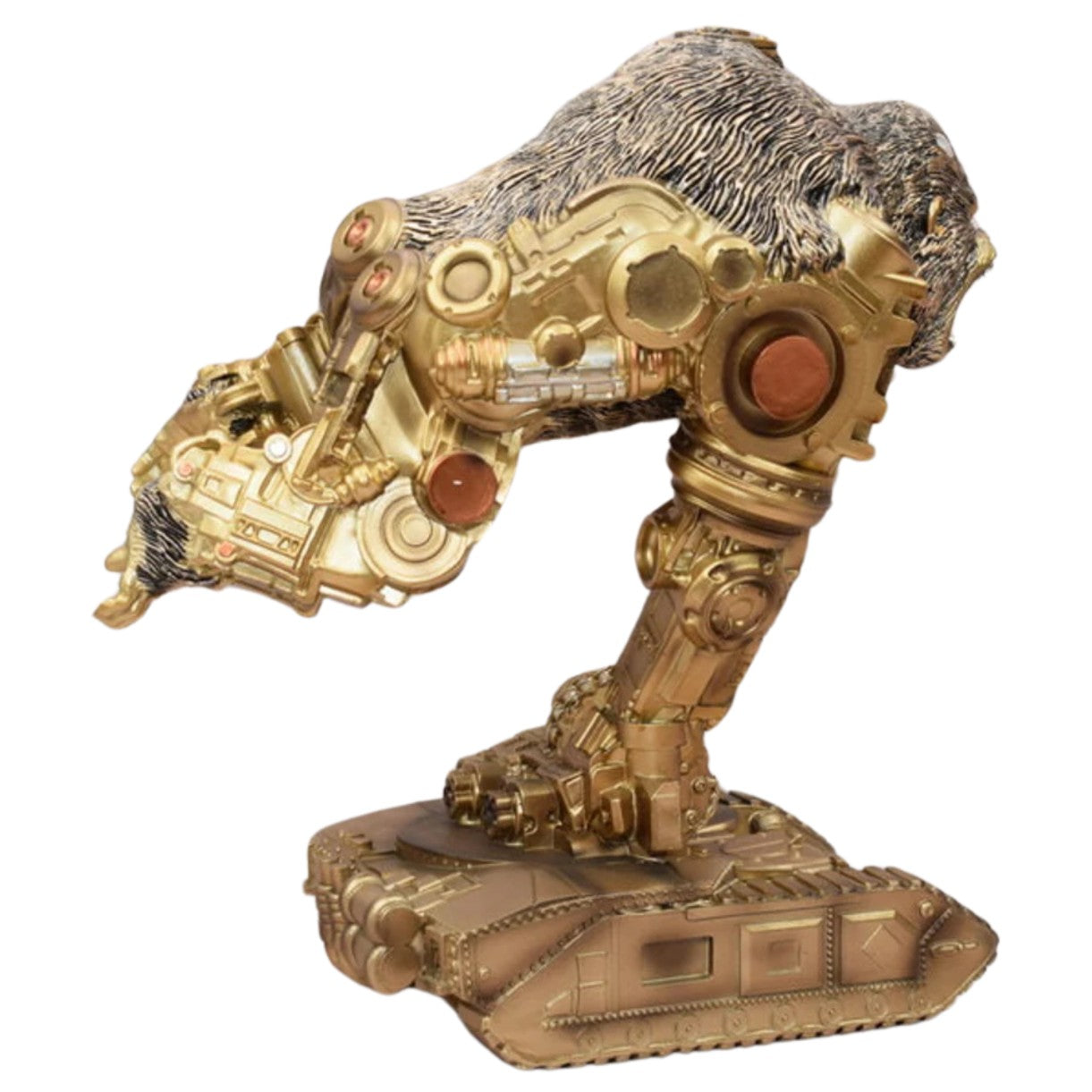 Resin Steampunk Gorilla Figurine on Tank Base | Animal Sculptures