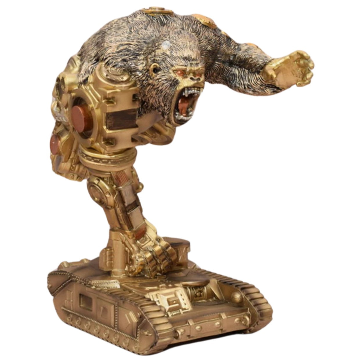 Resin Steampunk Gorilla Figurine on Tank Base | Animal Sculptures
