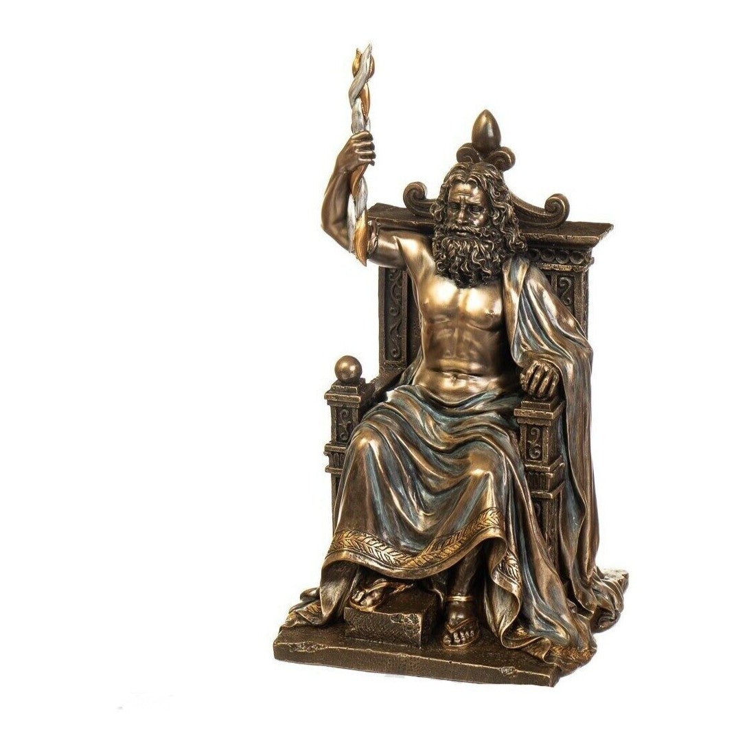 Zeus Statue.Zeus on Throne with Lightning, Mythology & Deity Sculpture