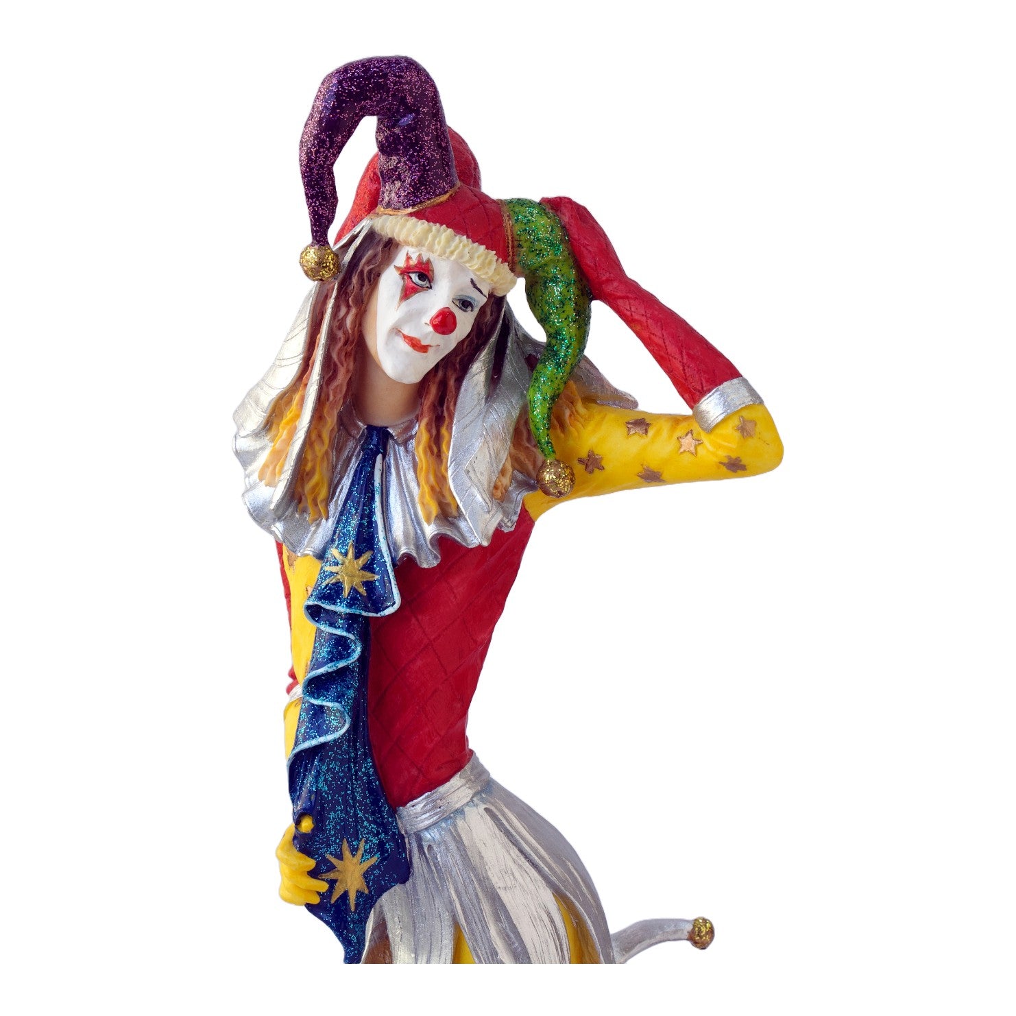 Jester Clown with Duck Figurine. Clown Statue. Jester Sculpture