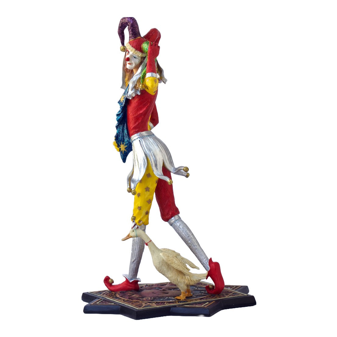 Jester Clown with Duck Figurine. Clown Statue. Jester Sculpture