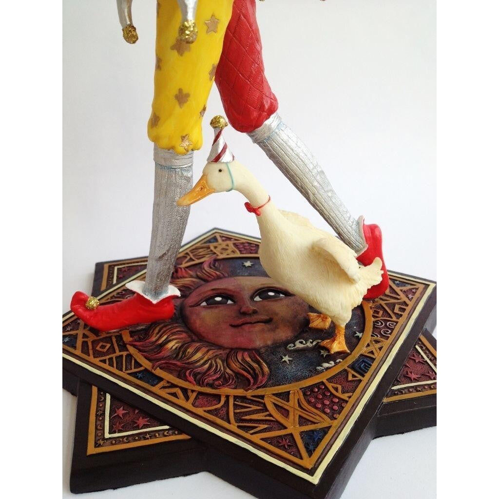 Jester Clown with Duck Figurine. Clown Statue. Jester Sculpture