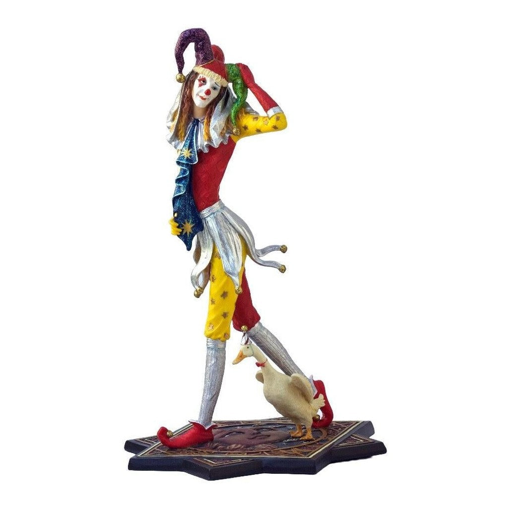 Jester Clown with Duck Figurine. Clown Statue. Jester Sculpture